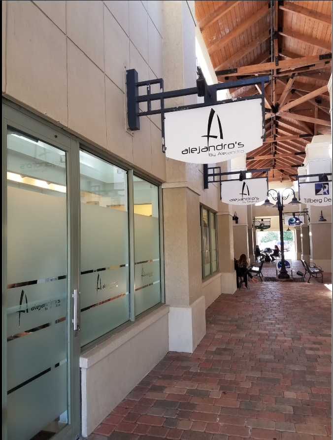 Elegant interior of Alejandro's showing styling stations